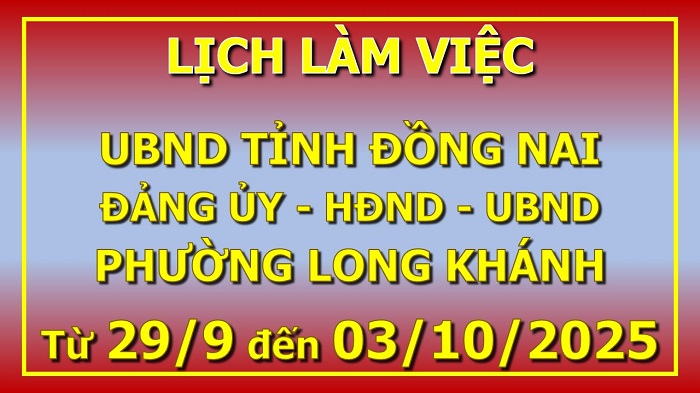 Lịch làm việc từ 29 9 03 10 2025