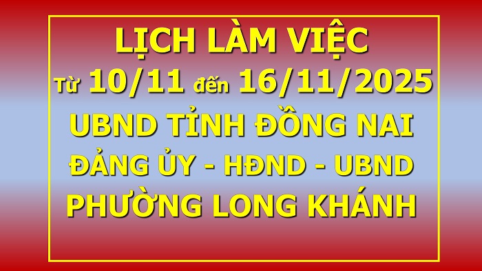 Lịch làm việc 10 11 đến 16 11 2025